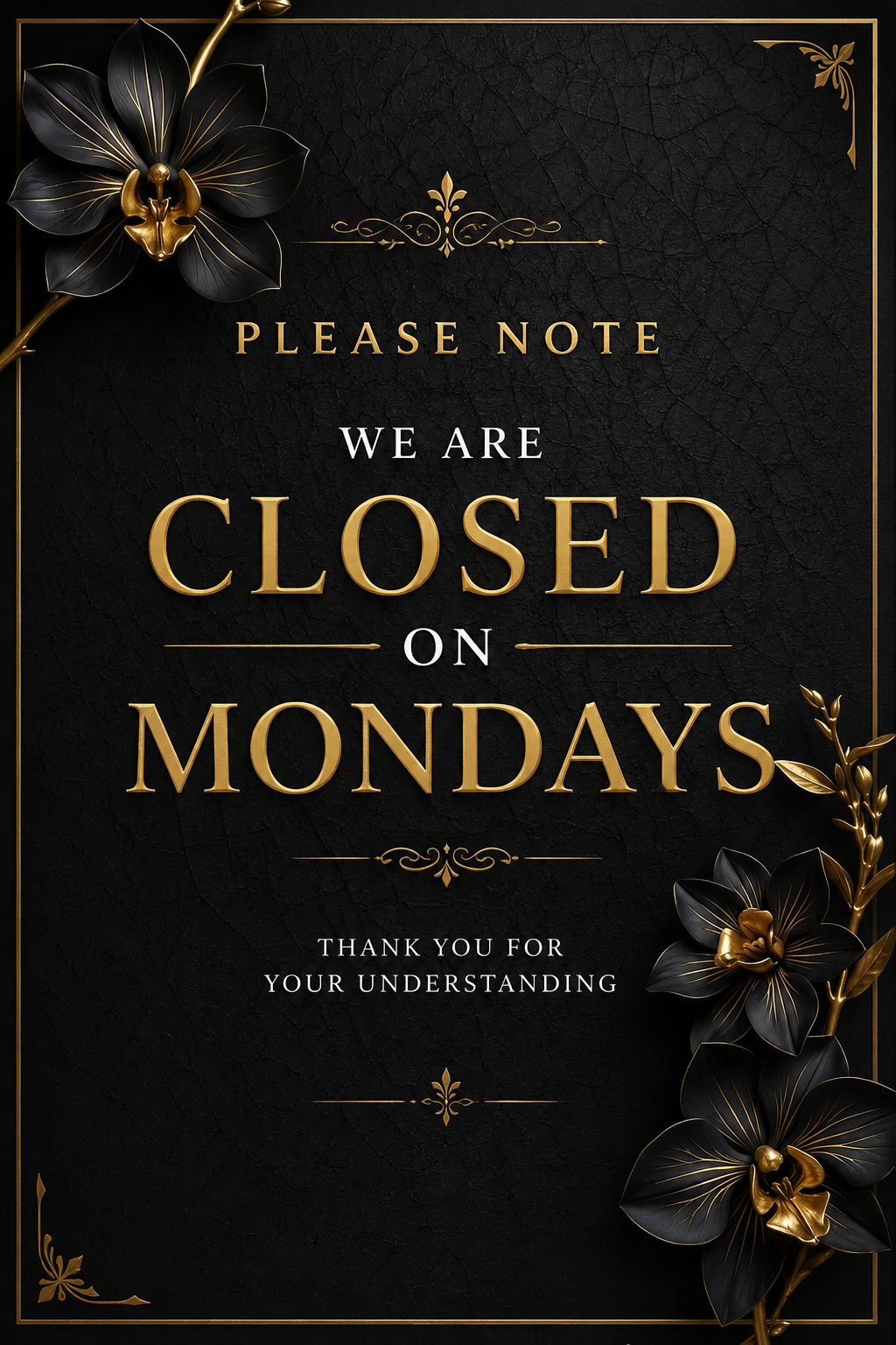 Cartel oficial: cerrado los lunes